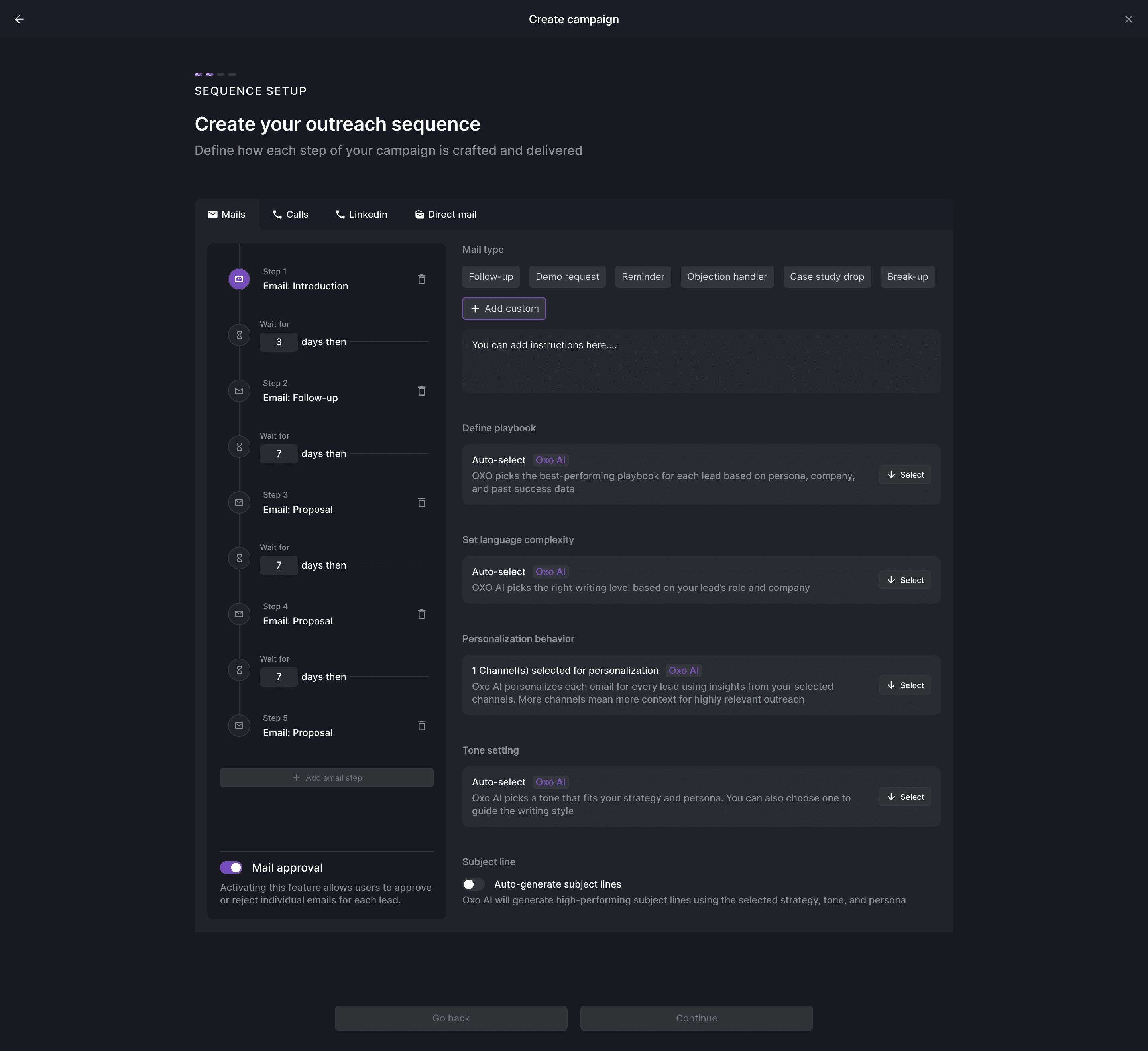 OXO multichannel campaign sequence builder